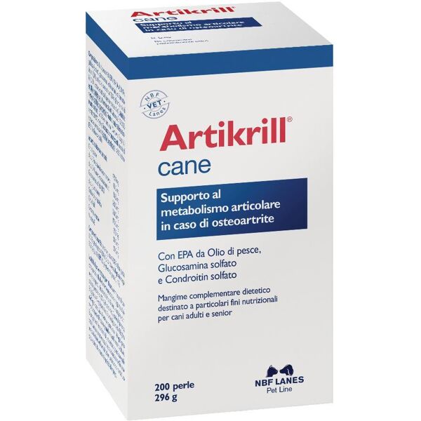 n.b.f. lanes srl artikrill cane 200 perle - integratore per il metabolismo articolare e sostegno nell'osteo-artrite canina