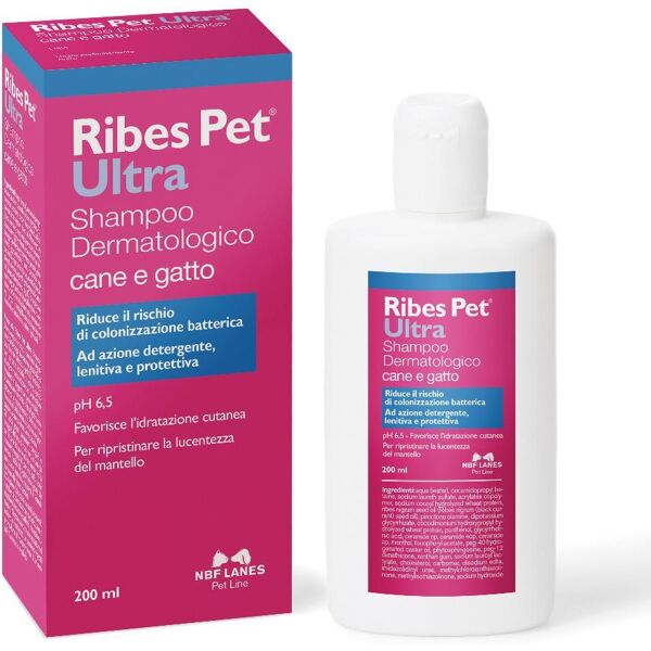 n.b.f. lanes srl ribes pet ultra shampoo dermatologico per cani e gatti 200ml - cura della pelle e del mantello per animali domestici