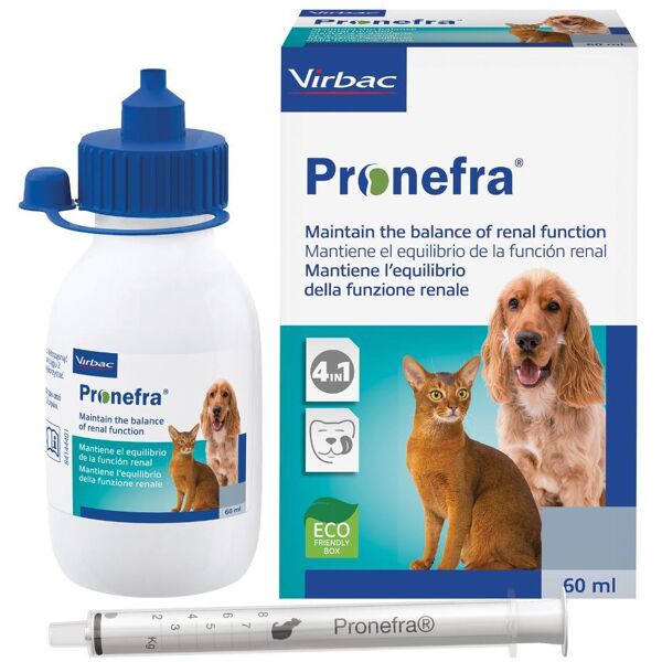 virbac srl pronefra mangime complementare per cani e gatti - supporto per la funzionalità renale - 60ml