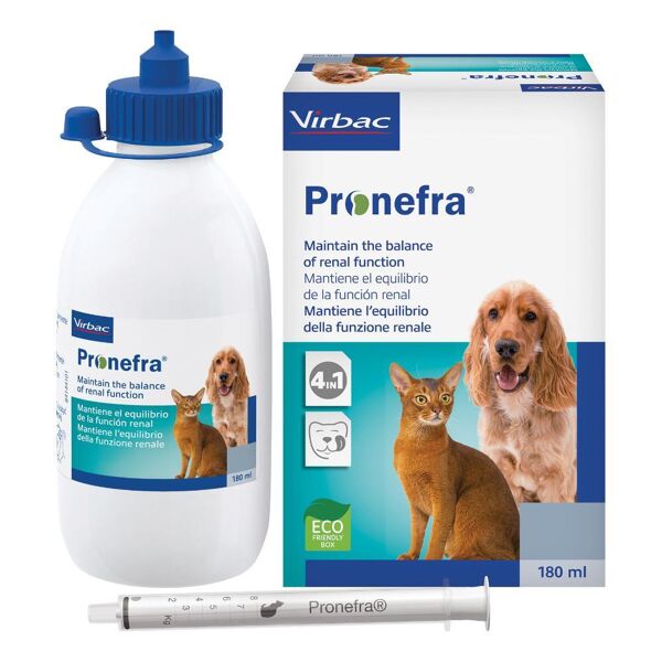 virbac srl pronefra mangime complementare per cani e gatti - supporto per la funzionalità renale - 180ml