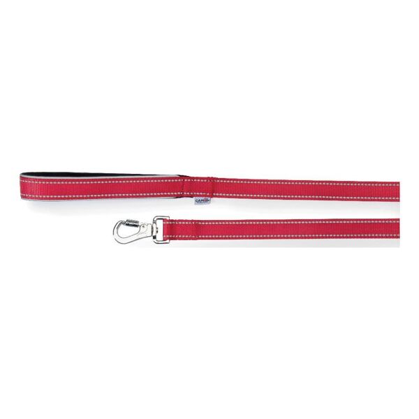 camon spa guinzaglio con maniglia in neoprene e cuciture reflex rosso 2x120cm - accessorio per cani di taglia media e grande
