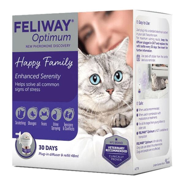 ceva salute animale spa feliway optimum diffusore + ricarica per gatti 48ml - feromone per benessere felino