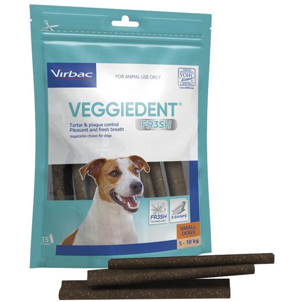 virbac srl veggiedent fr3sh s per cani 15 stick - snack dentale per un sorriso sano