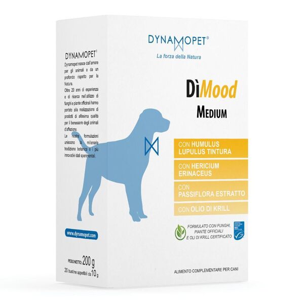 dynamopet srl dimood medium alimento complementare per cani 20 bustine da 10g - sostegno alla mobilità e alle articolazioni dei tuoi cani