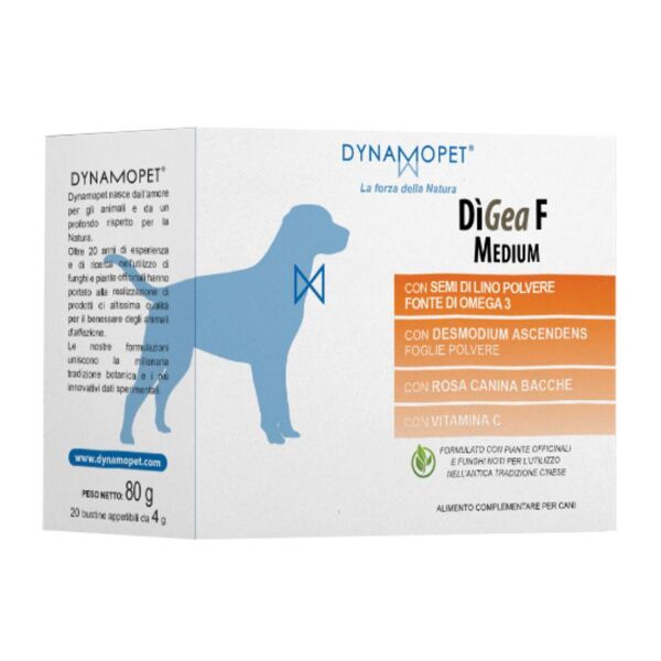 dynamopet srl digea f medium integratore per cani e gatti 20 bustine da 4g - supporto digestivo di qualità