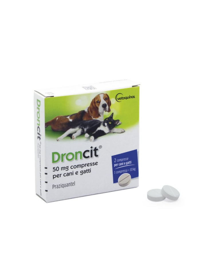 vetoquinol droncit 2 compresse per cani e gatti 50mg - antiparassitario efficace contro i vermi