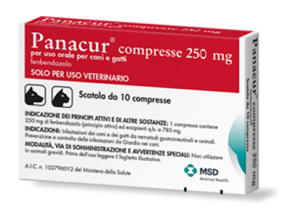 msd animal health panacur 250mg 10 compresse veterinarie per cani e gatti - trattamento efficace contro i vermi intestinali