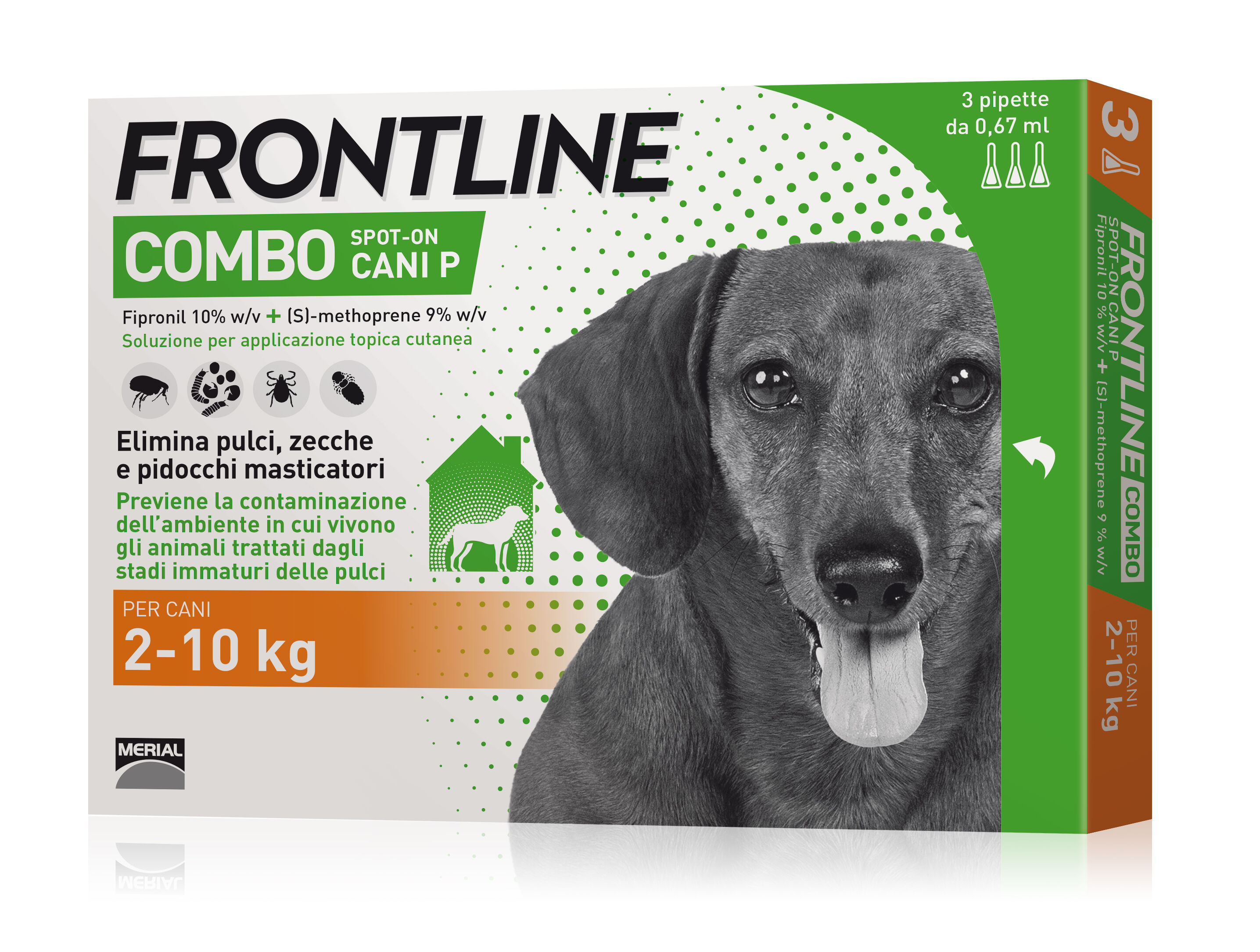 boehringer vet frontline frontline combo spot-on per cani 3 pipette da 0,67ml 2-10kg - protezione antiparassitaria per cani di piccola taglia