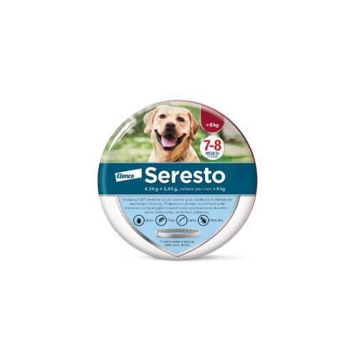 vet farmaco seresto cani 4,50+2,03g da 8kg - collare antiparassitario per cani di taglia grande, marca seresto, protezione efficace, 1 collare