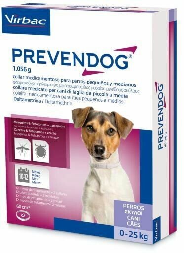 vetpharma animal health s.l. prevendog collare medicato antiparassitario 60cm per cani medi fino a 25kg - protezione duratura da pulci e zecche (confezione da 2)