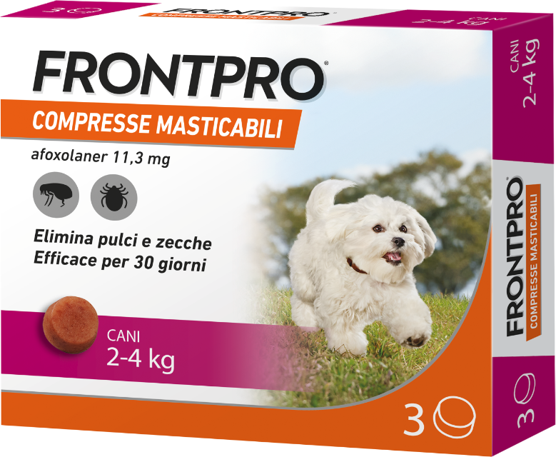 boehringer vet frontline frontpro contro pulci e zecche 3 compresse masticabili per cani 2-4 kg 11,3mg