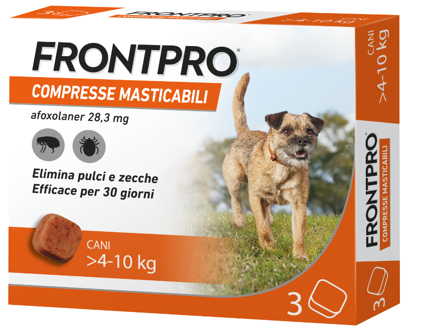 boehringer vet frontline frontpro contro pulci e zecche 3 compresse masticabili per cani 4-10kg 28,3mg