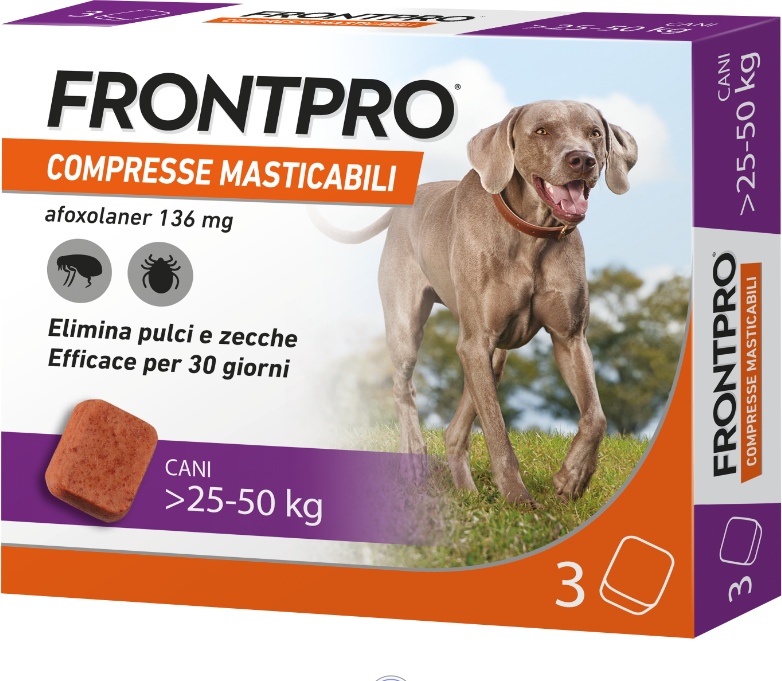 boehringer vet frontline frontpro contro pulci e zecche 3 compresse masticabili per cani 25-50kg 136mg