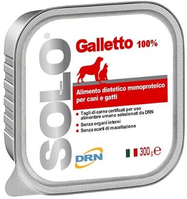 drn srl solo galletto 100% - cani e gatti - 300g - alimento naturale per animali