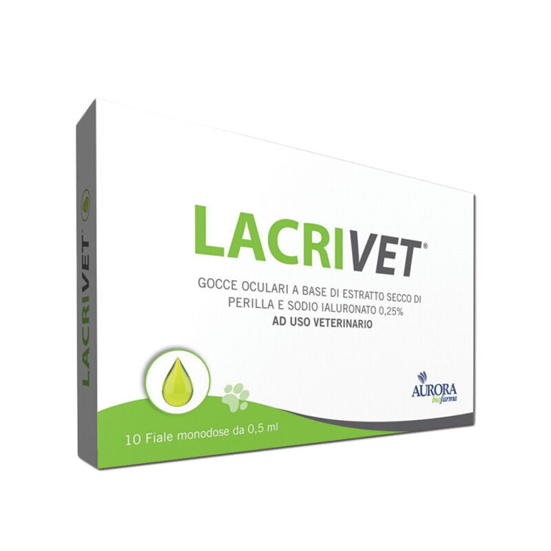 aurora biofarma vet lacrivet gocce oculari lubrificanti per cani e gatti 10 flaconcini da 0,5ml - idratazione e benessere degli occhi animali