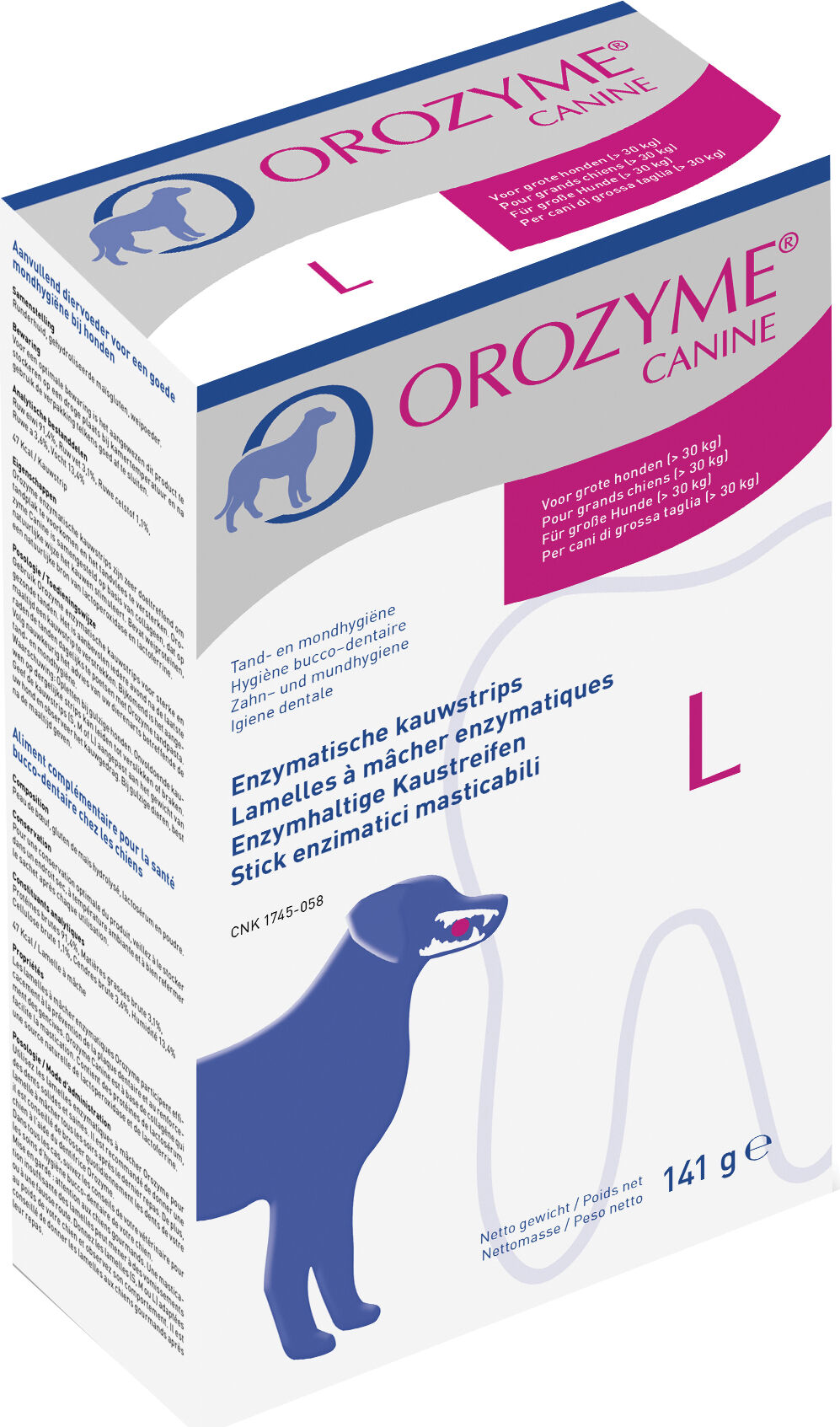 ecuphar italia srl orozyme canine mangime complementare per cani taglia grande 141g - integratore per igiene orale e salute dentale