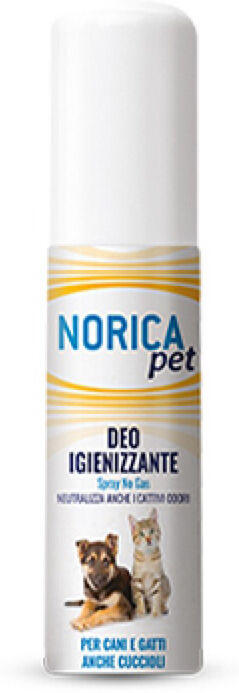 polifarma benessere norica pet deo igienizzante per cani e gatti 100ml - spray deodorante per animali domestici - elimina odori e igienizza