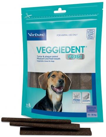 virbac srl veggiedent fr3sh m per cani 15 stick - snack dentale per l'igiene orale del tuo cane