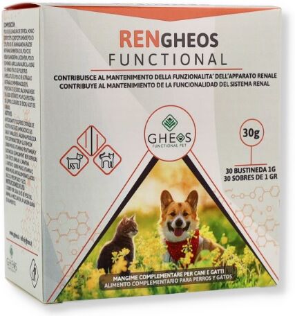 gheos srl ren gheos functional 30 bustine - mangime complementare per cani e gatti - supporto renale