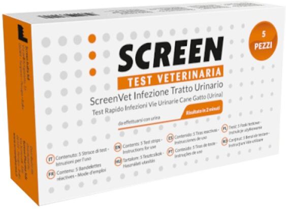 screen italia srl screenvet infezione tratto urinario test dell'urina per cani e gatti, 5 strisce di test