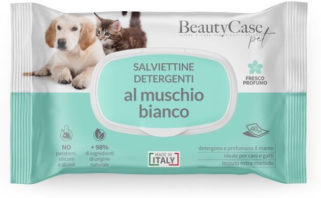 s.i.l.c. spa beautycase salviettine detergenti per cani e gatti muschio bianco 40 pezzi - igiene e pulizia facile e veloce