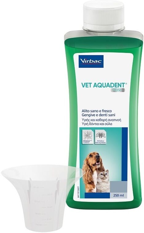 virbac srl vet aquadent fr3sh 250ml - igiene orale per cani e gatti - elimina il tartaro - alito fresco