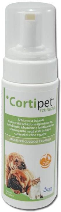 aurora licensing srl cortipet schiuma igienizzante lenitiva per irritazioni cutanee di cani e gatti 150ml - igiene e benessere per animali domestici