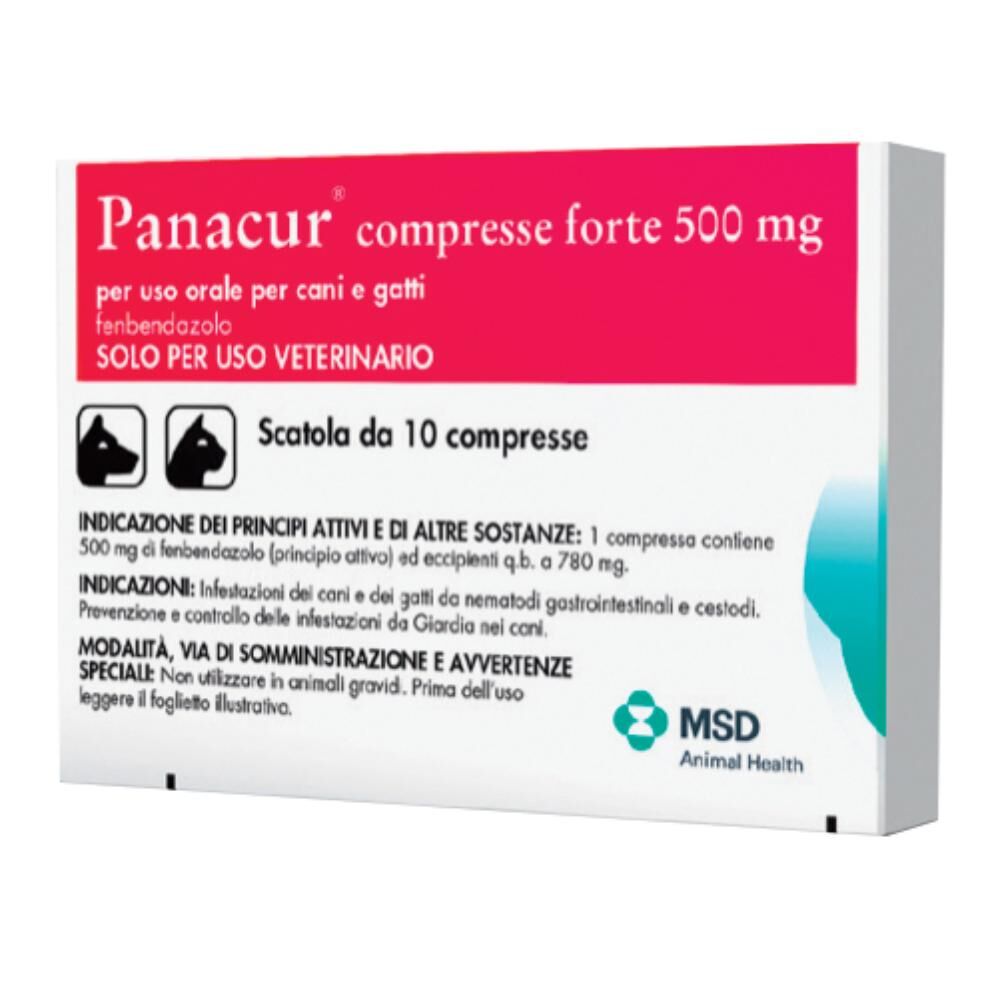 msd animal health panacur 500mg 10 compresse veterinarie per cani e gatti - trattamento efficace contro i vermi intestinali