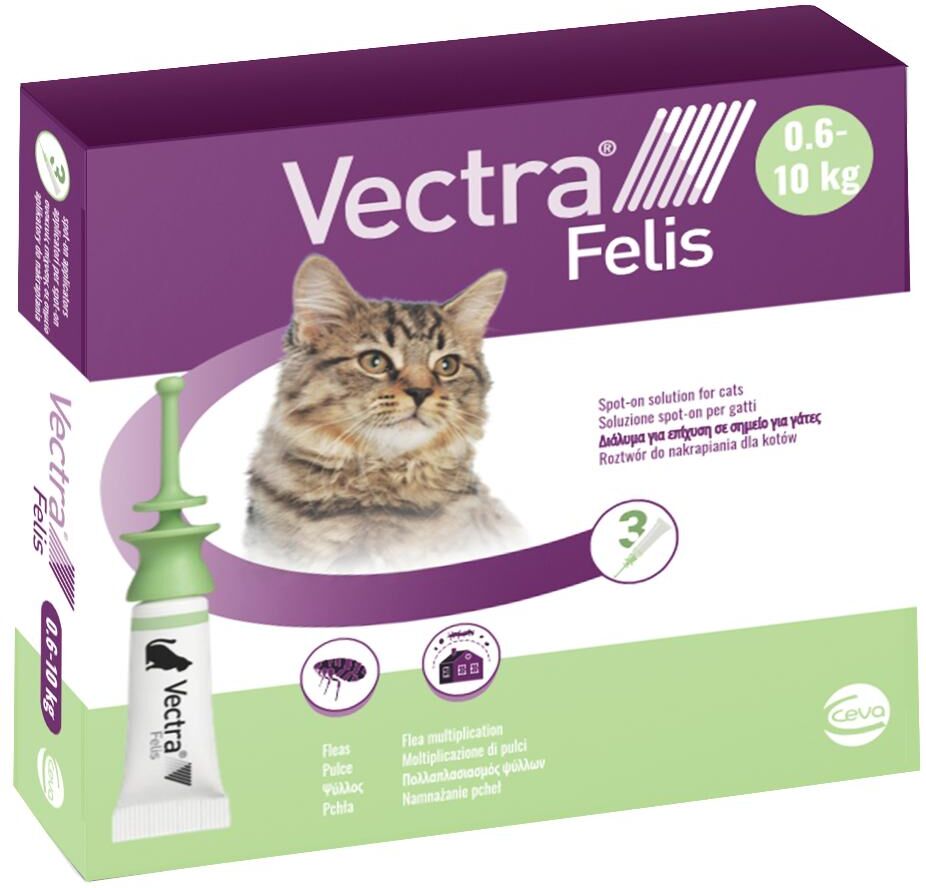 ceva salute animale spa vectra felis spot-on per gatti 3 pipette - protezione antiparassitaria efficace