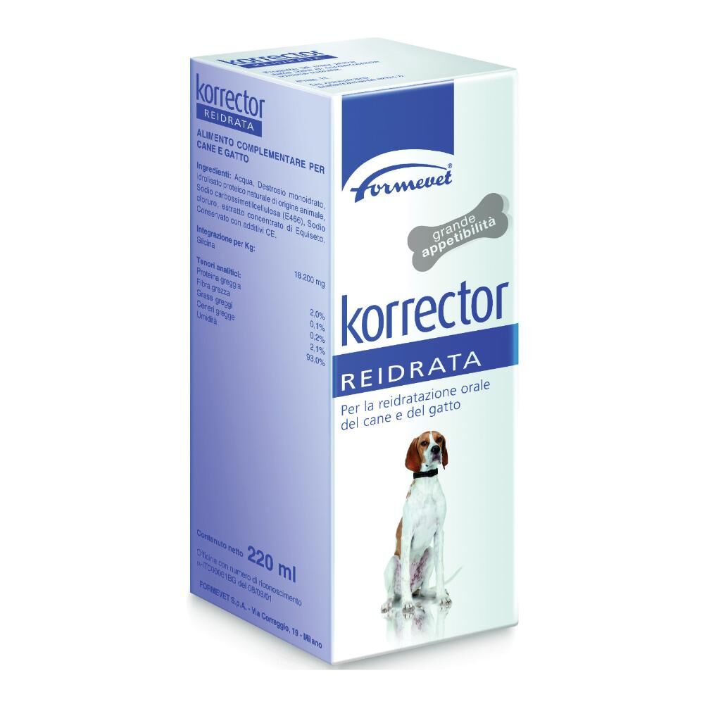 formevet srl korrector reidrata integratore reidratante cani e gatti 220ml - supporto per l'idratazione