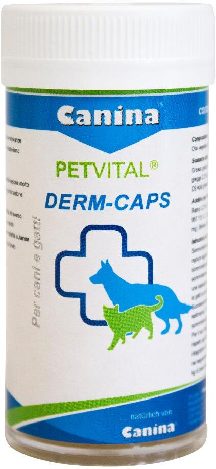 canina pharma gmbh derm caps mangime complementare cane e gatto 50 capsule - supporta la salute della pelle e del mantello