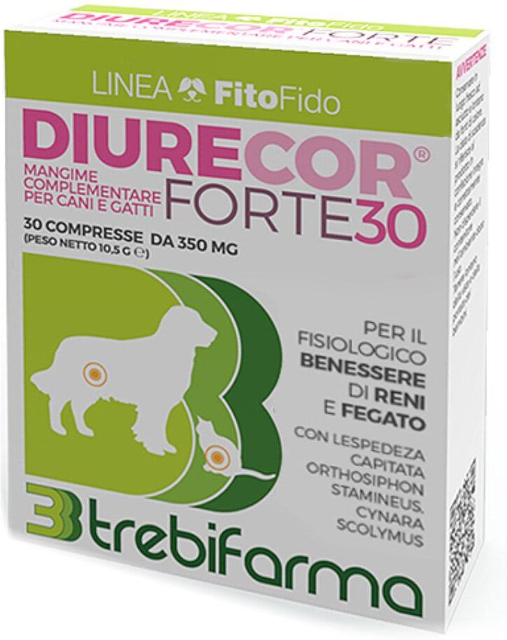 trebifarma srl diurecor forte integratore per reni e fegato di cani e gatti - 30 compresse per il benessere renale ed epatico