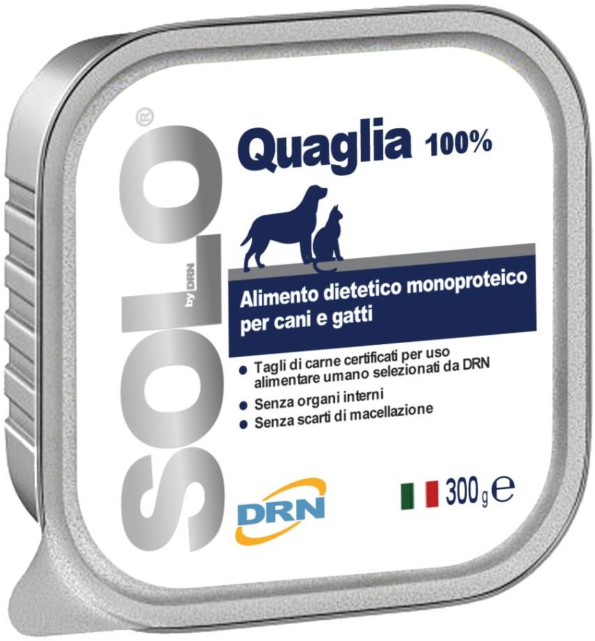 drn srl solo quaglia 100% - cani e gatti - 300g - alimento naturale per animali