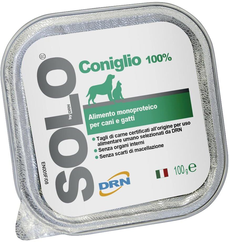 drn srl solo coniglio 100% - cani e gatti - 100g - alimento naturale per animali