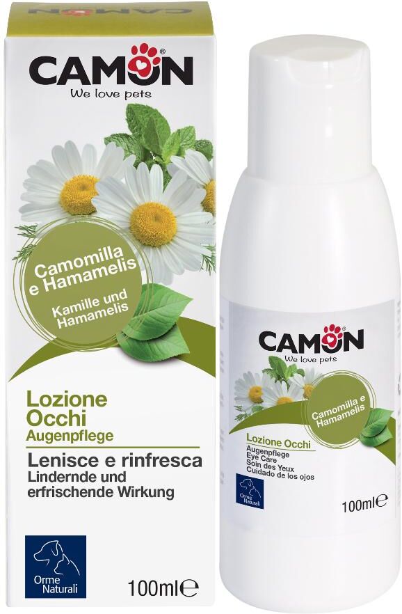 camon spa orme naturali lozione occhi per cani e gatti 100ml - lozione delicata per la pulizia degli occhi degli animali domestici