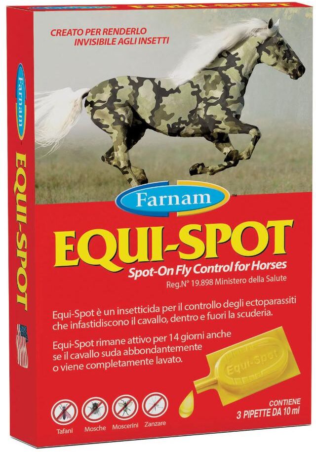 chifa srl equi-spot insetticida per cavalli 3 pipette da 10ml - protezione contro insetti e parassiti