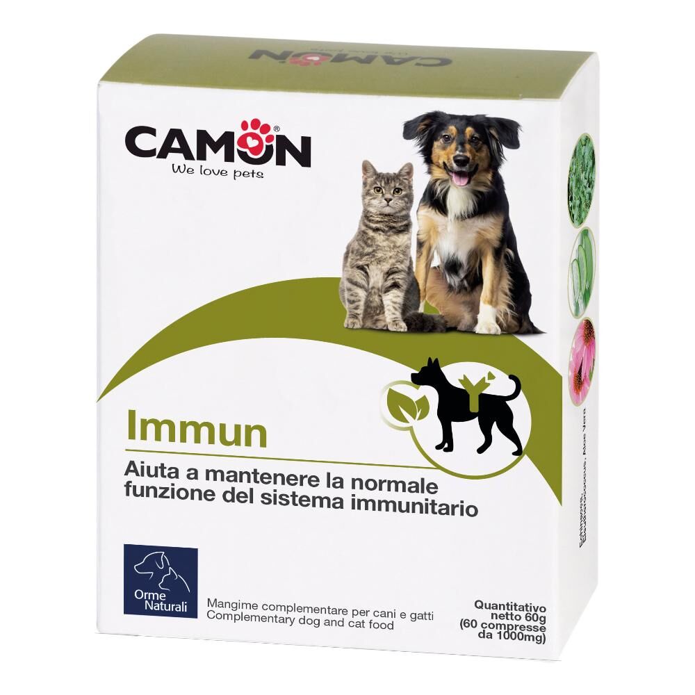 camon spa immun 60 compresse - integratore per il sistema immunitario di cani e gatti - supporta la salute immunitaria