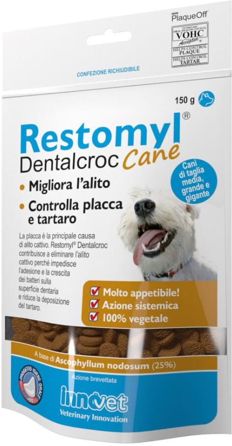 innovet italia srl restomyl dentalcroc supporto nutrizionale per cani 150g - snack per la salute dentale dei cani