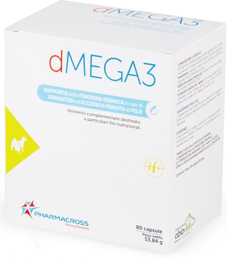 pharmacross co ltd dmega3 integratore alimentare per cani e gatti - 80 perle omega 3