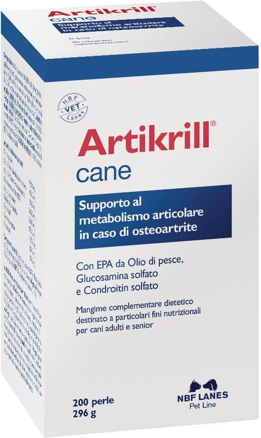 n.b.f. lanes srl artikrill cane 200 perle - integratore per il metabolismo articolare e sostegno nell'osteo-artrite canina