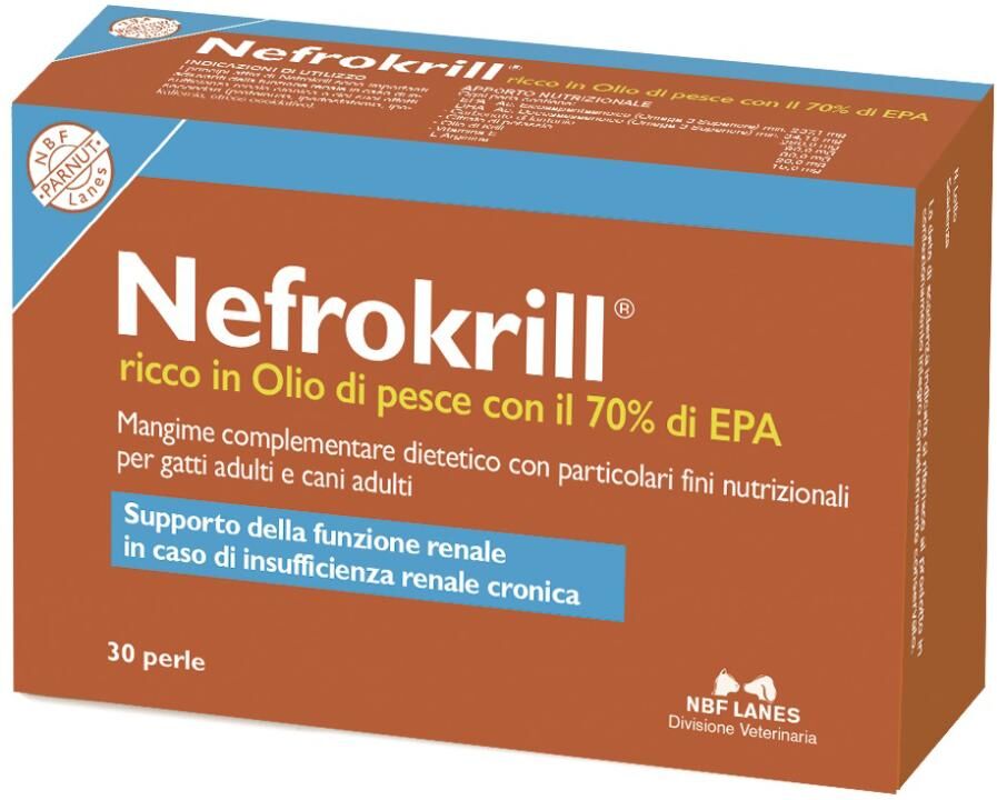 nbf lanes vet nefrokrill integratore renale per cane e gatto 30 perle - supporto renale naturale per cani e gatti