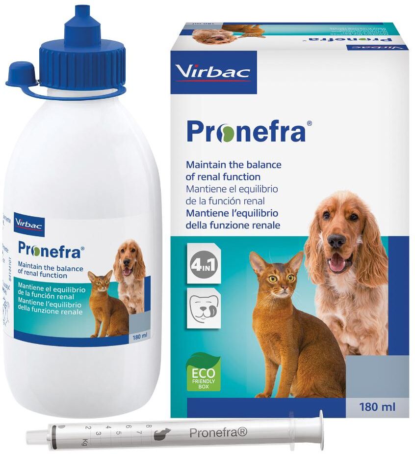 virbac srl pronefra mangime complementare per cani e gatti - supporto per la funzionalità renale - 180ml