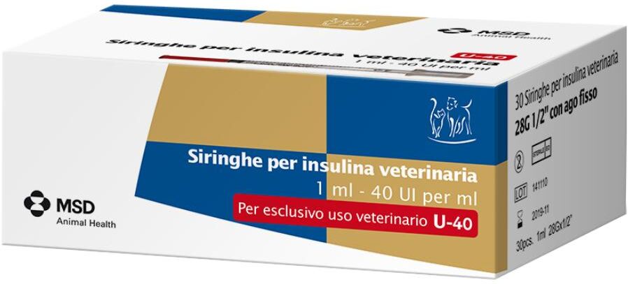 msd animal health srl siringa per insulina veterinaria 40ul/ml - 30 pezzi - facilità nell'iniezione di insulina per animali domestici