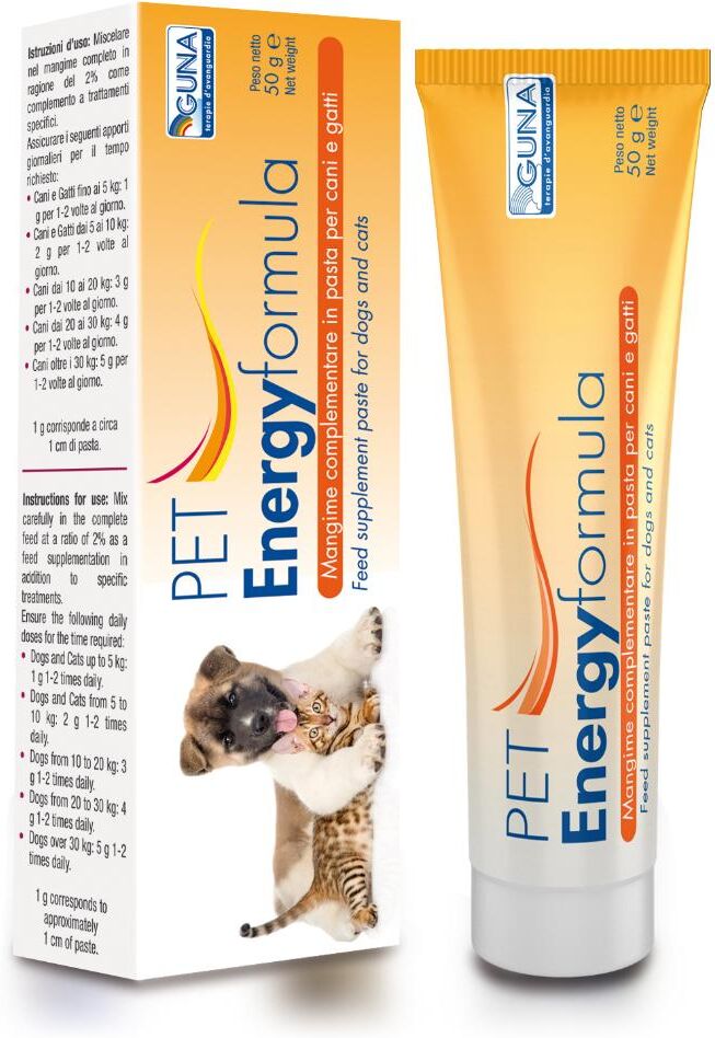 guna spa guna pet energyformula - mangime per cani e gatti, 50g - integratore nutrizionale per animali attivi