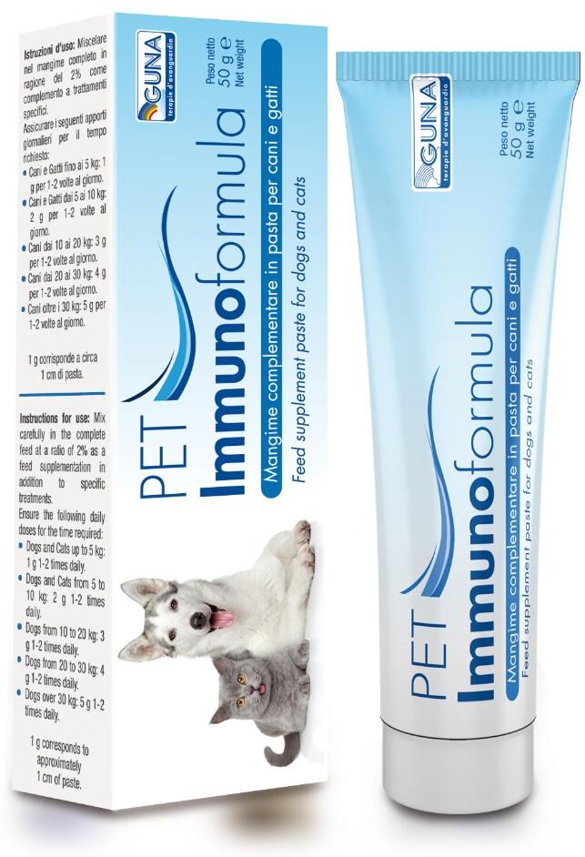 guna spa guna pet immunoformula - mangime per cani e gatti, 50g - supporto immunitario per animali domestici