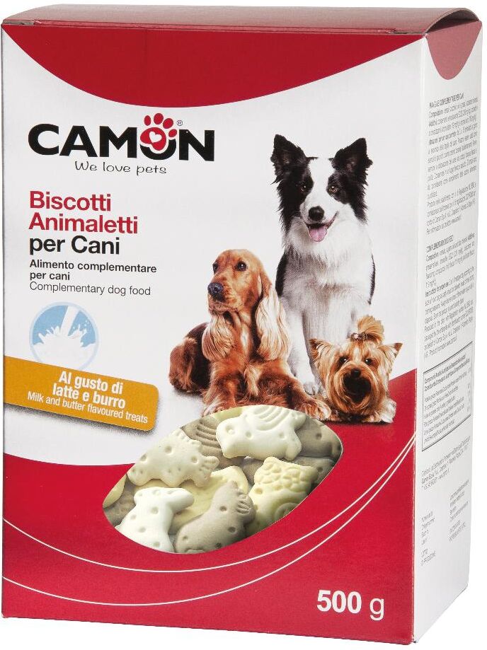 camon spa biscotti animaletti alimento complementare per cani - 500g - gusto latte e burro - snack saporito per cani