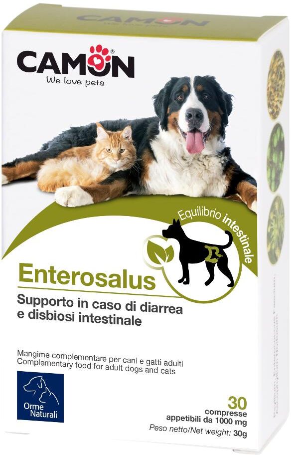 camon spa enterosalus alimento complementare per cani e gatti 30 compresse - supporto in caso di diarrea e disbiosi intestinale