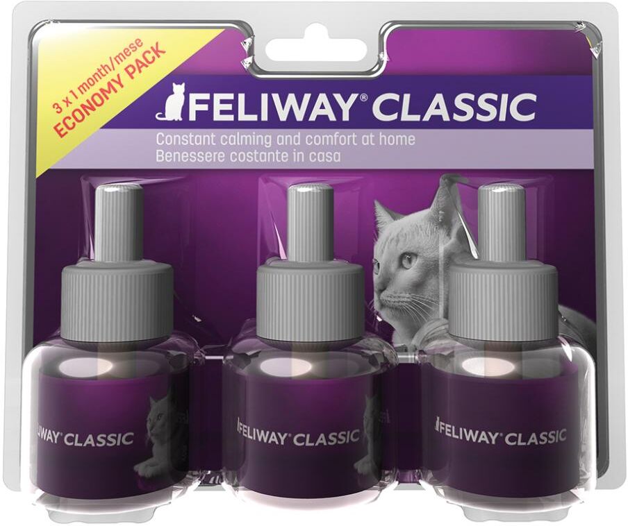 ceva salute animale spa feliway classic ricarica 3 pezzi da 48ml - feromone per gatti stressati