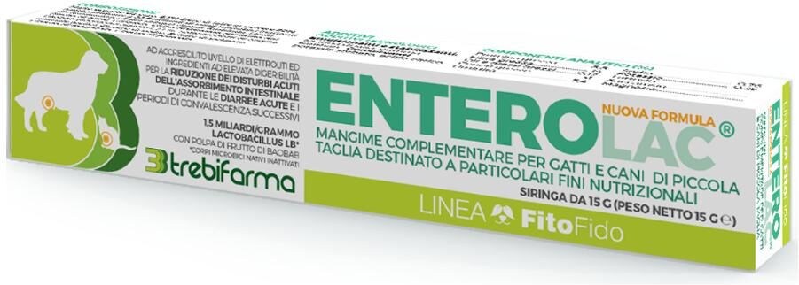 trebifarma enterolac mangime complementare per cani e gatti siringa di pasta 15g - supporto digestivo per animali domestici