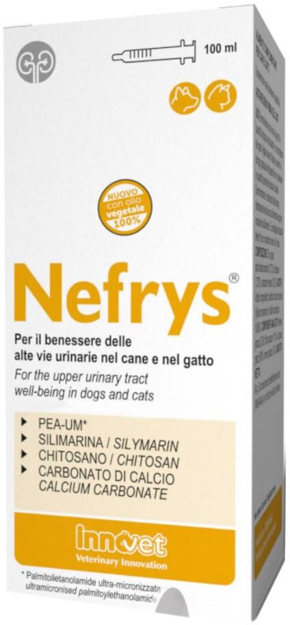 innovet italia srl nefrys con siringa per cani e gatti 100ml - integratore liquido per la salute renale dei tuoi animali